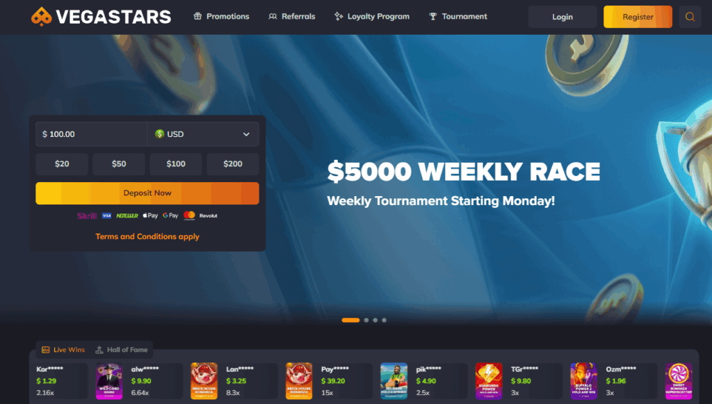 Login Vegastars Account